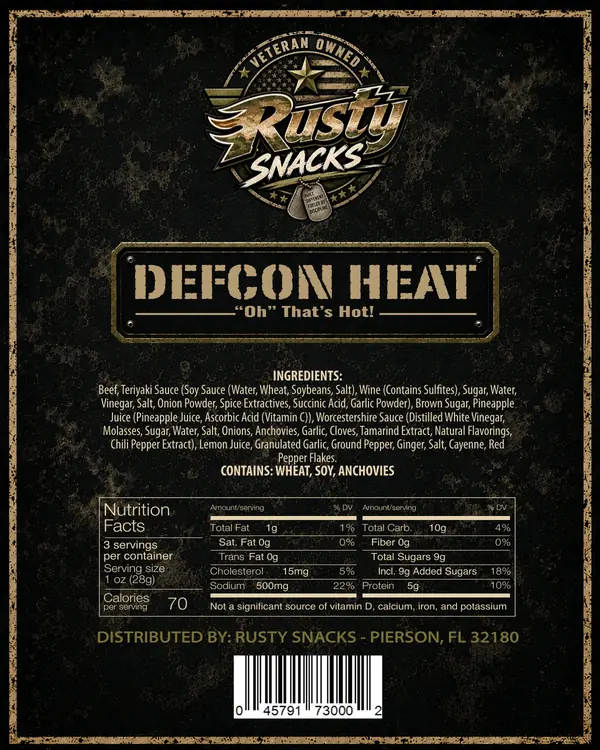 Defcon Heat — “Oh” That’s Hot! supplier reference label back