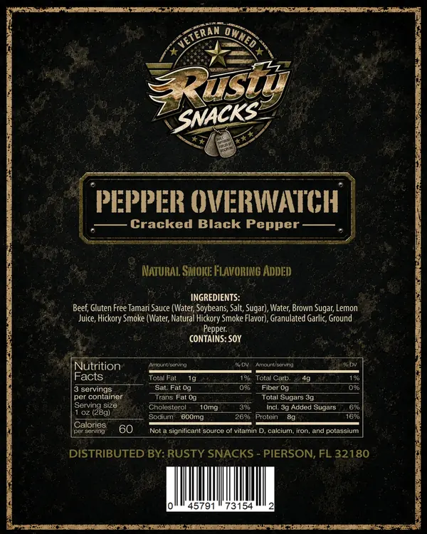Pepper Overwatch — Cracked Black Pepper supplier reference label back