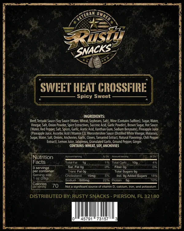 Sweet Heat Crossfire — Spicy Sweet supplier reference label back