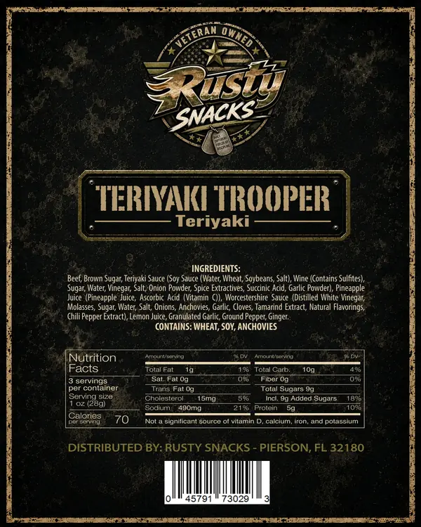 Teriyaki Trooper — Teriyaki supplier reference label back