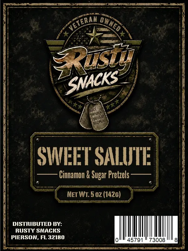 Sweet Salute — Cinnamon & Sugar Pretzels supplier reference label front